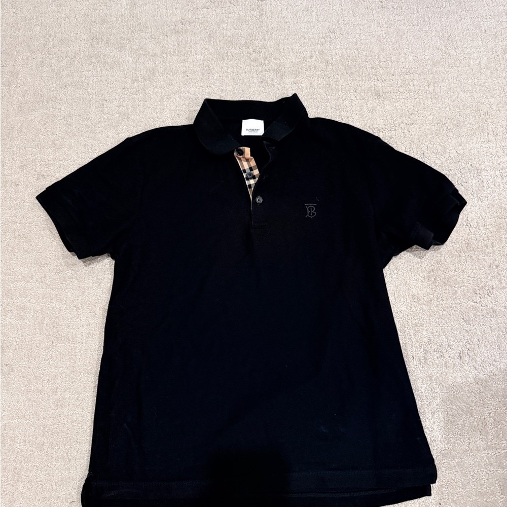 Burberry Black Polo Shirt with Check Collar